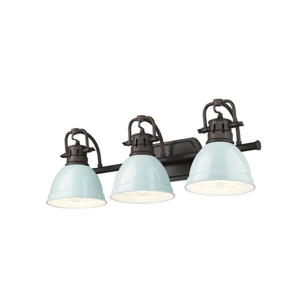 slide 2 of 9, Golden Lighting 3602-BA3-RBZ Duncan 3 Light 25" Wide Vanity Light Rubbed Bronze / Seafoam