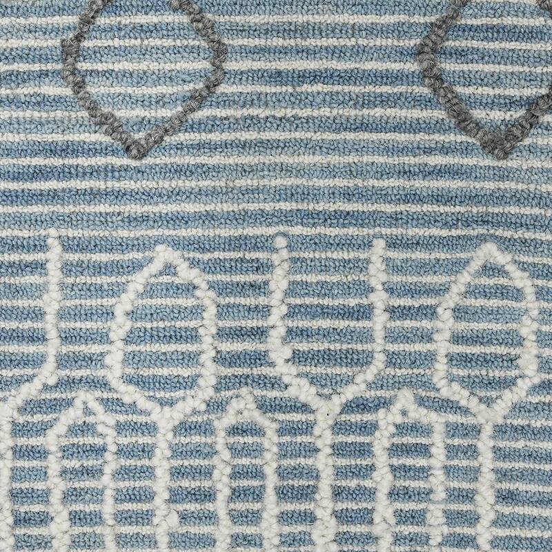 Bakari Lanmore Blue Hand-Hooked Wool Area Rug