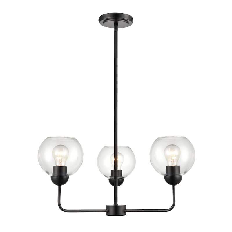 Boman 23-inch Wide 3-Light Chandelier in Matte Black - Matte Black - 23-inch