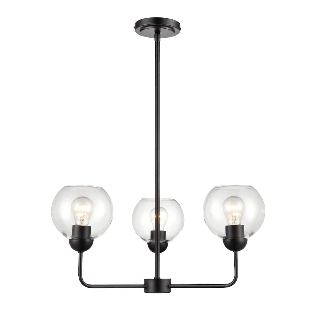 Boman 23-inch Wide 3-Light Chandelier in Matte Black