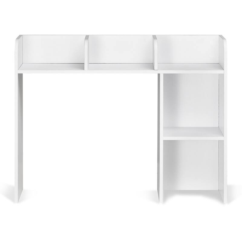 White Particle Board Desktop Bookshelf, 2 Shelves, Anti-Tip Design - 37.2" L x 9.5" W x 28.9" H