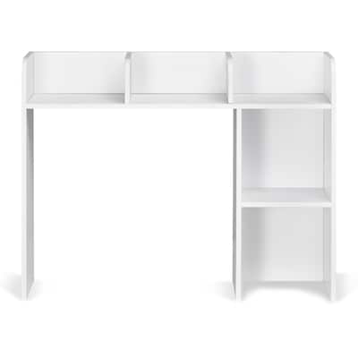 White Particle Board Desktop Bookshelf, 2 Shelves, Anti-Tip Design - 37.2" L x 9.5" W x 28.9" H