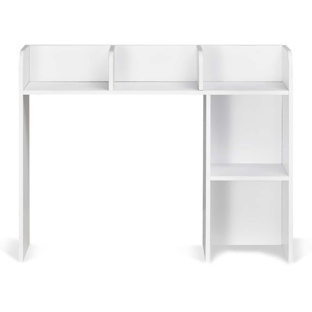 White Particle Board Desktop Bookshelf, 2 Shelves, Anti-Tip Design - 37.2" L x 9.5" W x 28.9" H