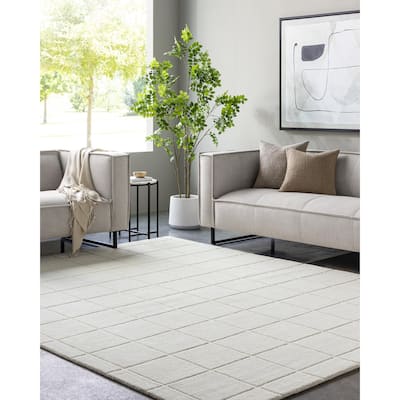 Damon Casual Solid Color Wool Area Rug