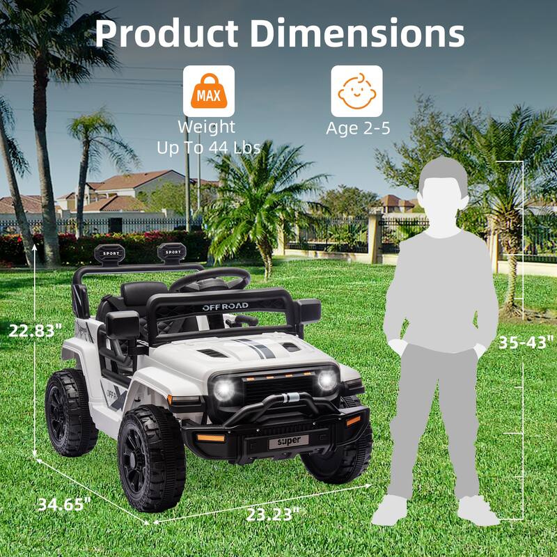 12V Electric Kids Ride on Truck, Toy Vehicle with Remote Control for Best Kids Gift