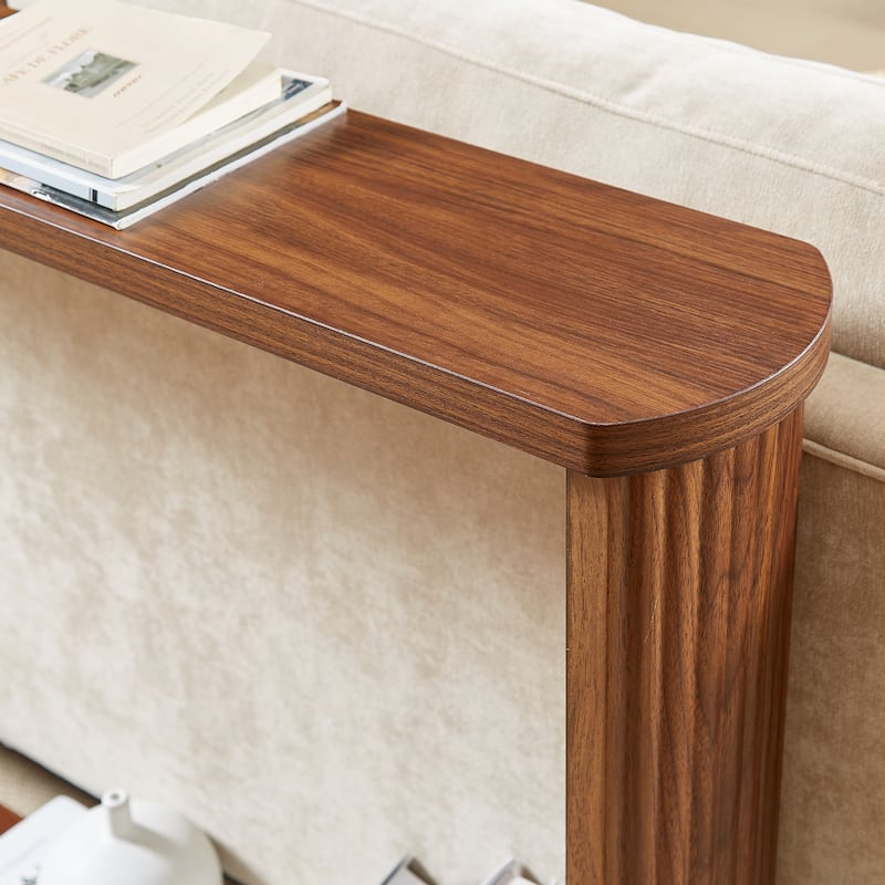 70.1 inch Corrugated Texture Storage Table Narrow Wooden Console Sofa Table Black Entrance Corridor