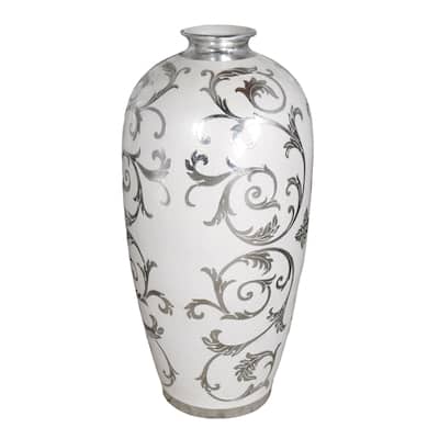 Sophie Silver Antique White Large Vase 31.9 Inches Tall