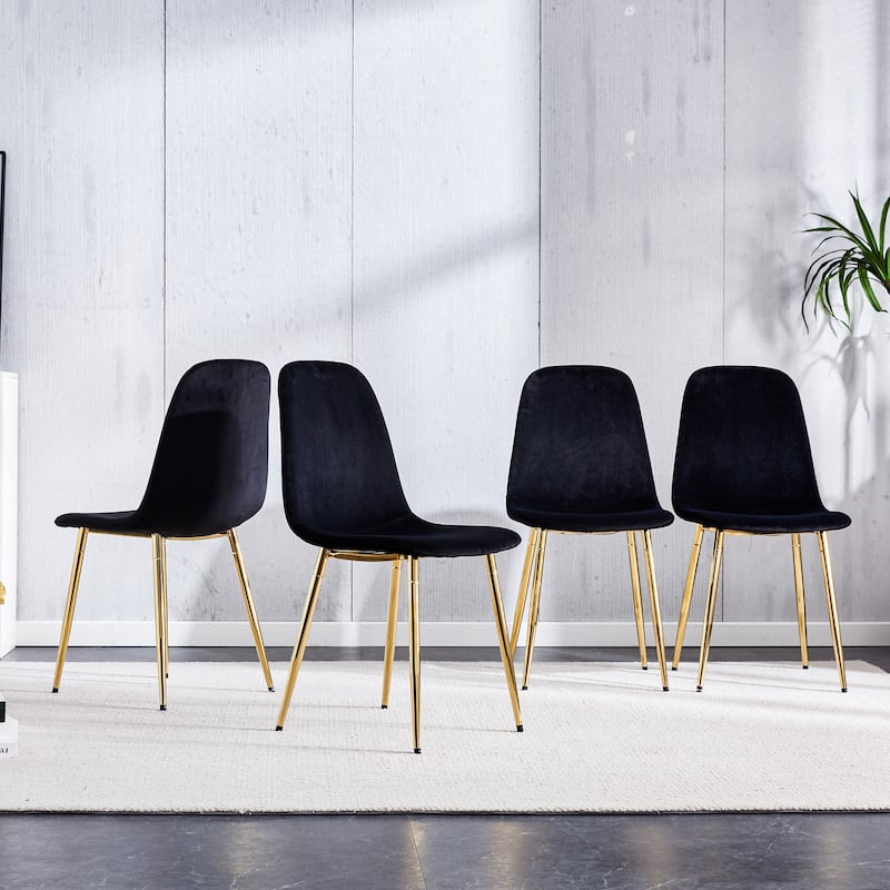 Modern Mid-Century Upholstered Accent Dining Side Chairs with Metal Legs