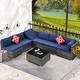 preview thumbnail 2 of 62, EROMMY 6/7 Piece Modular Outdoor Rattan Sofa Set, All-Weather Wicker Patio Furniture with Storage Table, Cushions & Pillows Navy - 7 Pcs