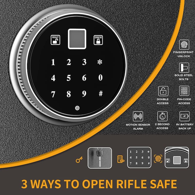 4-10 Gun Fully Assembled Rifle Safe Cabinet with Digital Keypad or Fingerprint & Lock