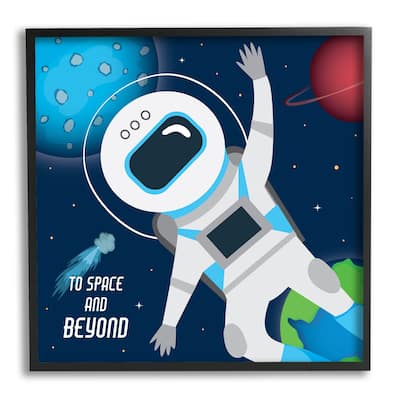 Stupell To Space and Beyond Blue Comet Astronaut Wave Framed Wall Art