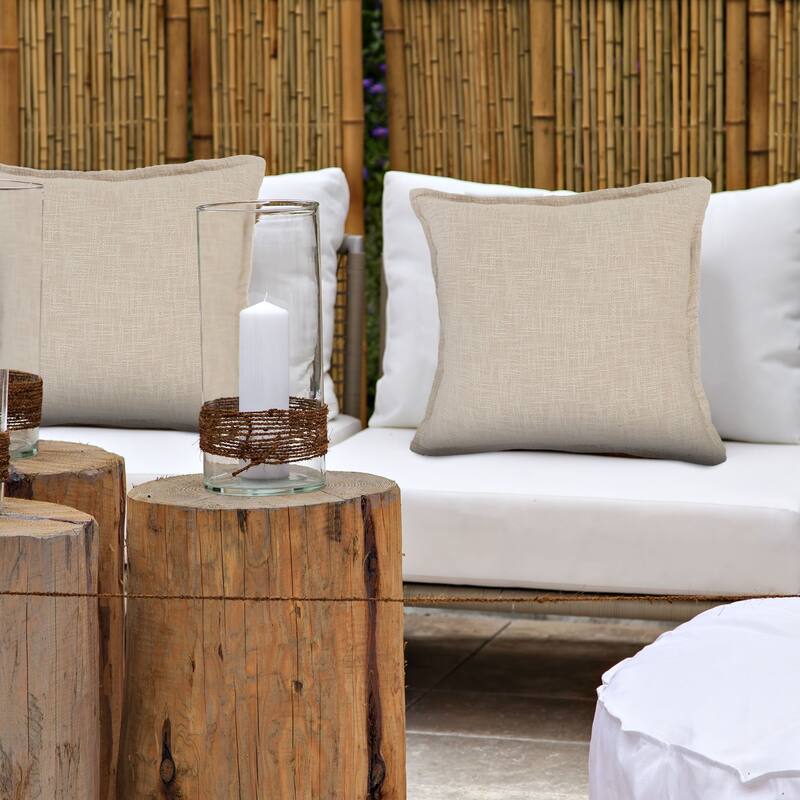 20" Beige Solid Square Throw Pillow