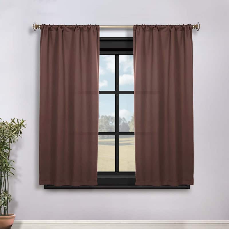 Superior Solid Machine Washable Room Darkening Semi-Blackout Curtains, Set of 2