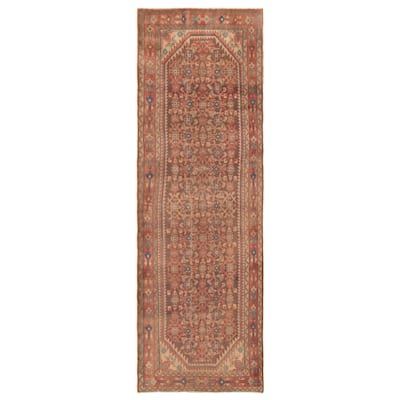 ECARPETGALLERY Hand-knotted Antalya Vintage Brown, Red Wool Rug - 3'5 x 10'3