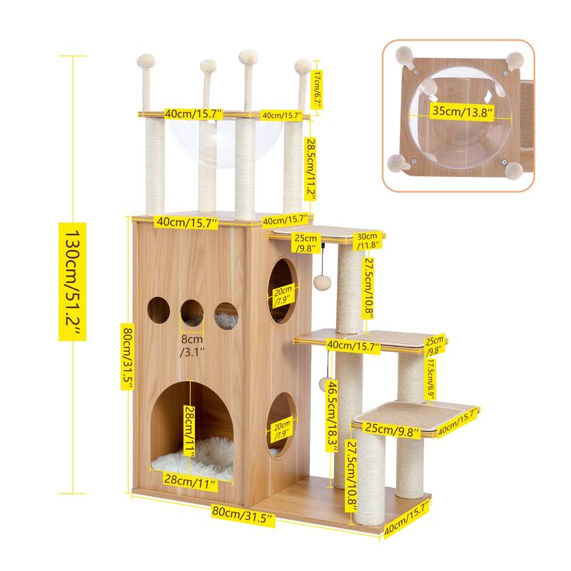 Extra Tall Sky-Castle Design Wooden Modern Luxury Cat Tree