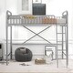 preview thumbnail 2 of 6, Sleek Metal Loft Bed, Twin Size, with Ladder and Guardrail for Modern Living