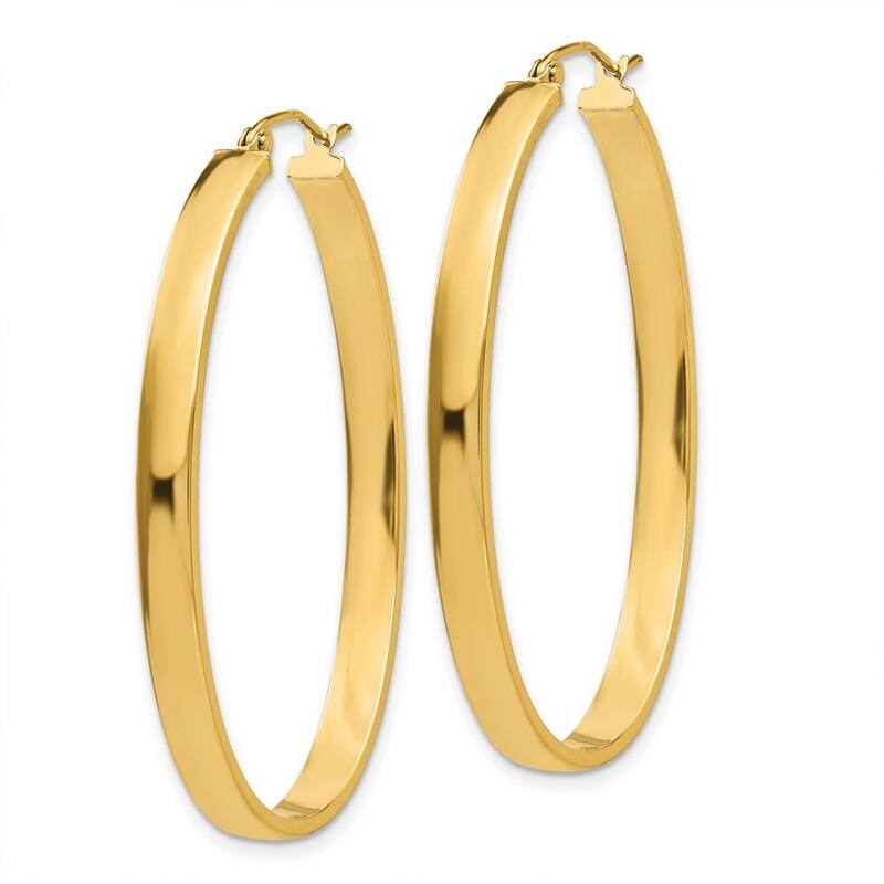 Curata 14k Yellow Gold Polished Lightweight 4X30mm Oval Hoop Earrings