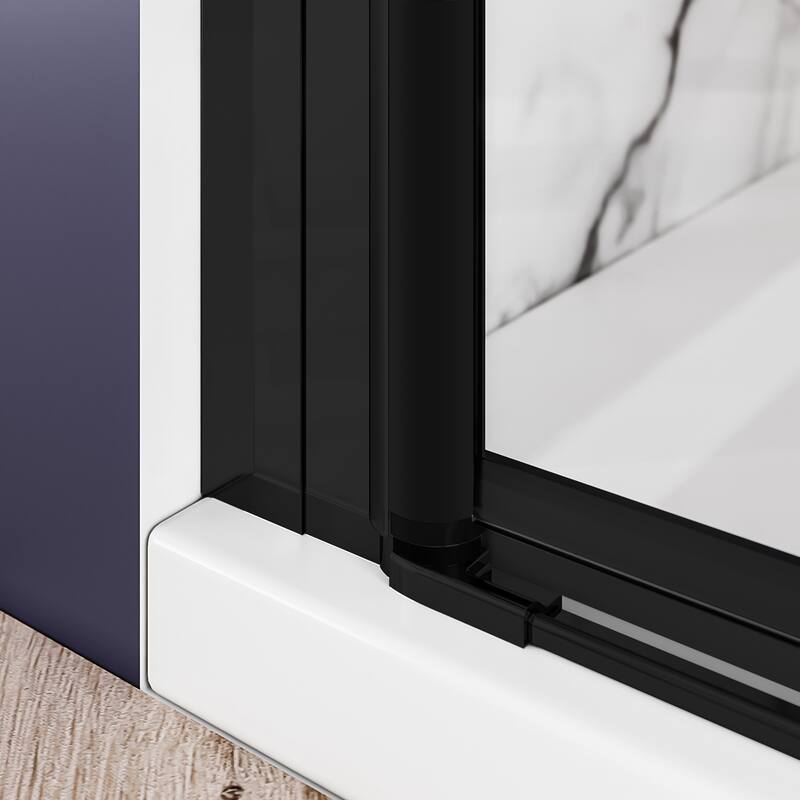 Elegant Bi-Fold Frameless Pivot Swing Shower Door Enclosure with Clear Glass Panel and Hardware Kit Reversible Installation