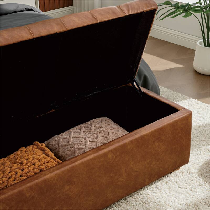 60.24" Wide Modern Upholstered Storage Bench,Entryway Bench,End of Bed Bench