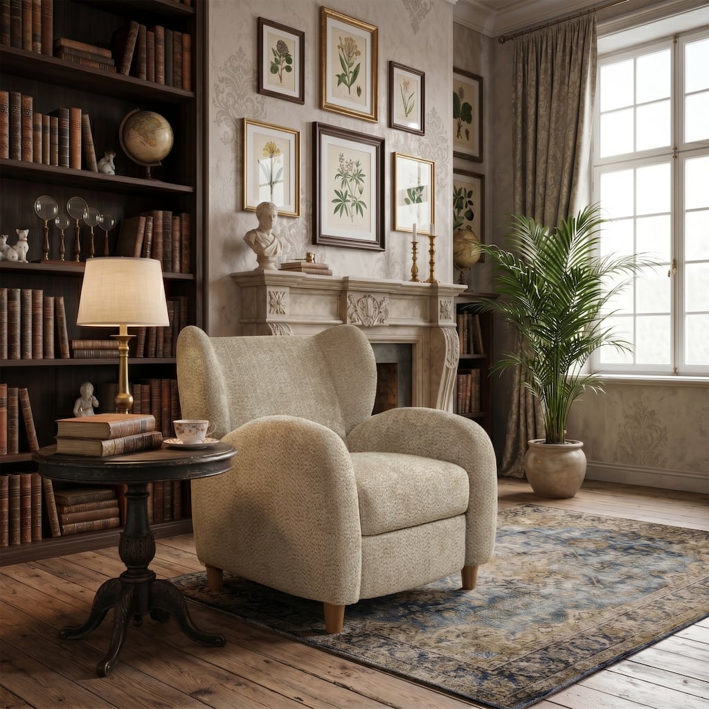 Christopher Knight Home - 34.45" Nordic Chenille Birch Wood Multifunctional Recliner Chair with Adjustable Curved Backrest