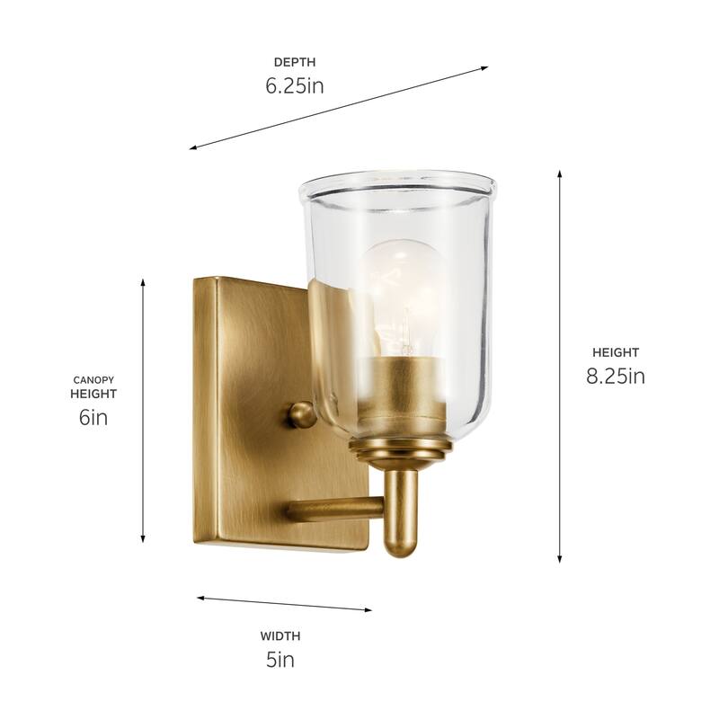 Kichler Lighting Shailene 1-Light Wall Sconce Light with Clear Glass