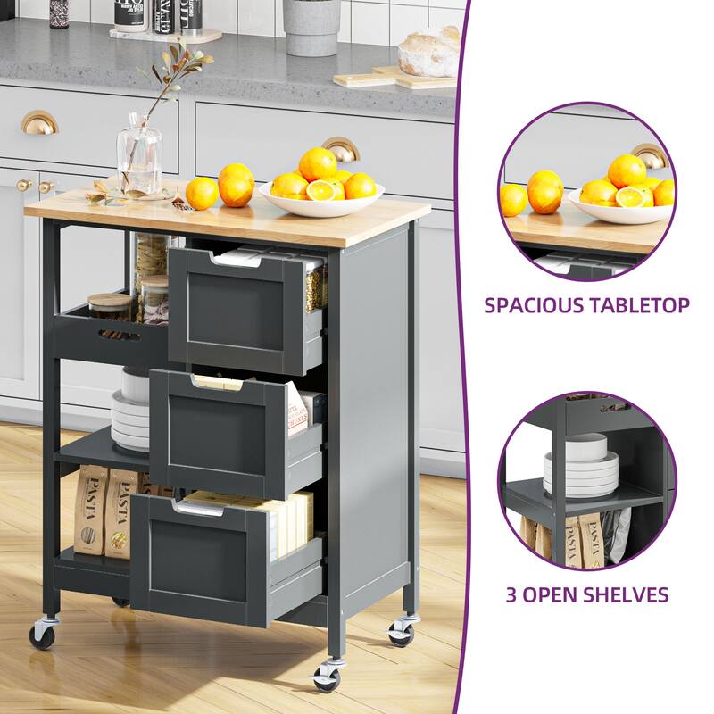 Kitchen Island Cart with Storage, Rolling Kitchen Island e on Wheels with Worktop