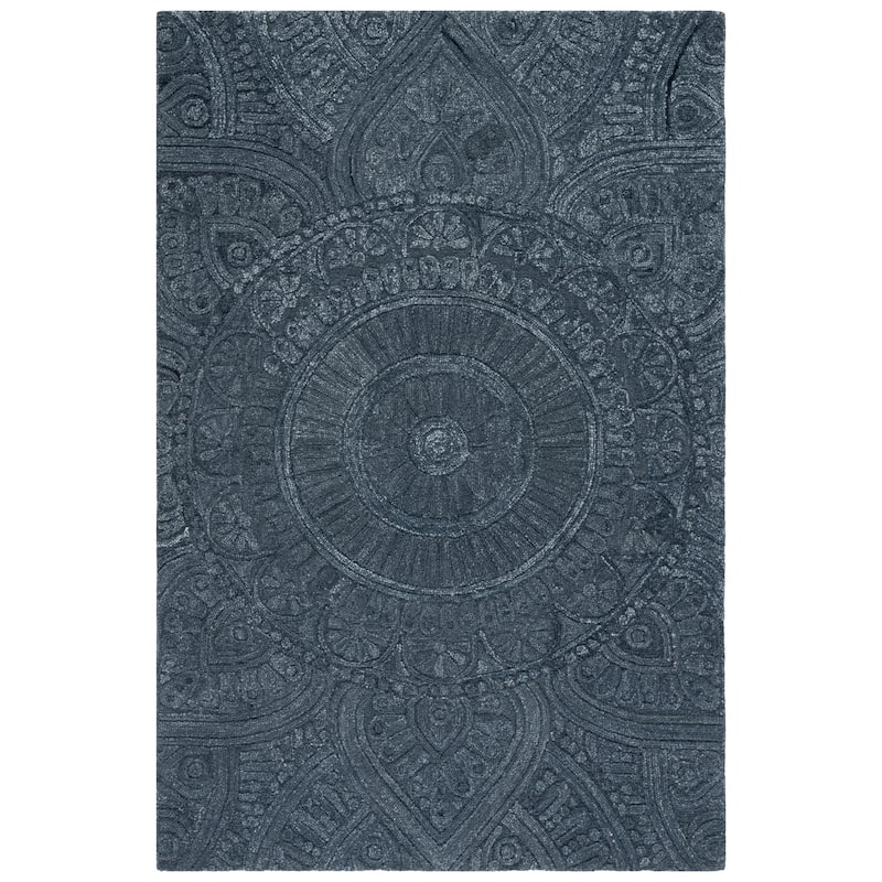 SAFAVIEH Handmade Marquee Theresa Medallion Wool Rug - 6' Square - Dark Grey