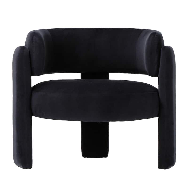 Modern Velvet Barrel Accent Chair - 3-Leg Design for Living Room, Bedroom