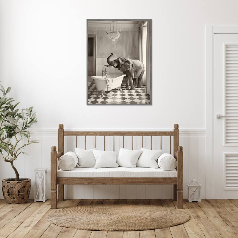 Luxury Lady Elephant by Niky Rahner Framed Canvas Wall Art