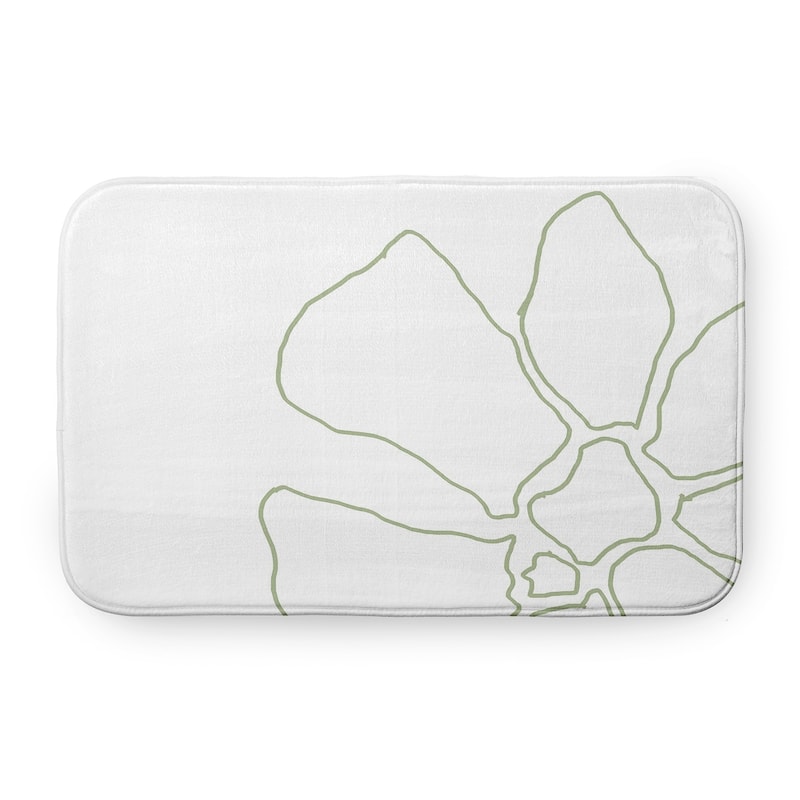 Petal Lines Bathmat - 34" x 21" - Green/White