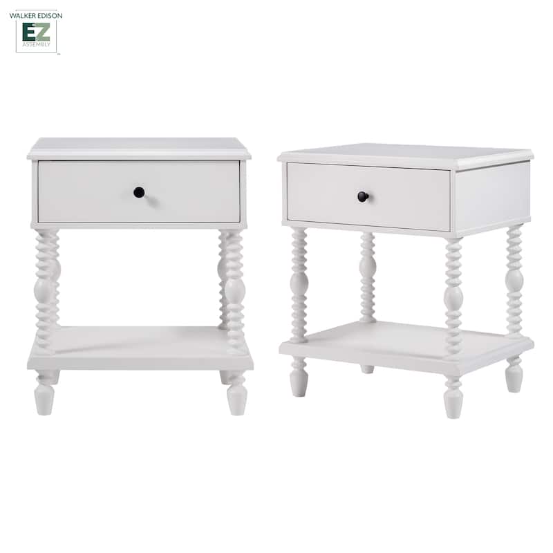 Walker Edison Easy Assembly Solid Wood 1-Drawer Nightstand (Set of 2)