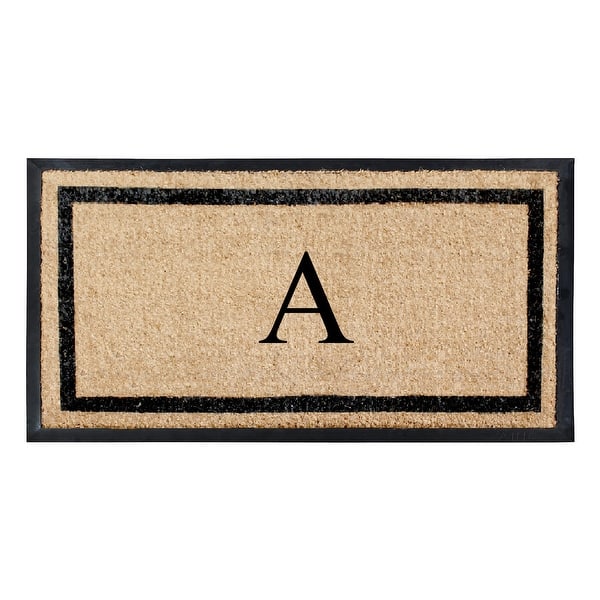 A1 Home Collections Rubber and Coir Heavy Weight large Outdoor Durable Monogrammed Doormat 24"X48", Beige