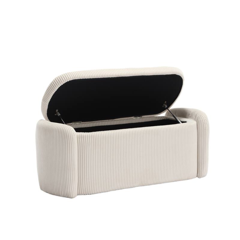 Entryway Upholstered Fabric Storage Ottoman