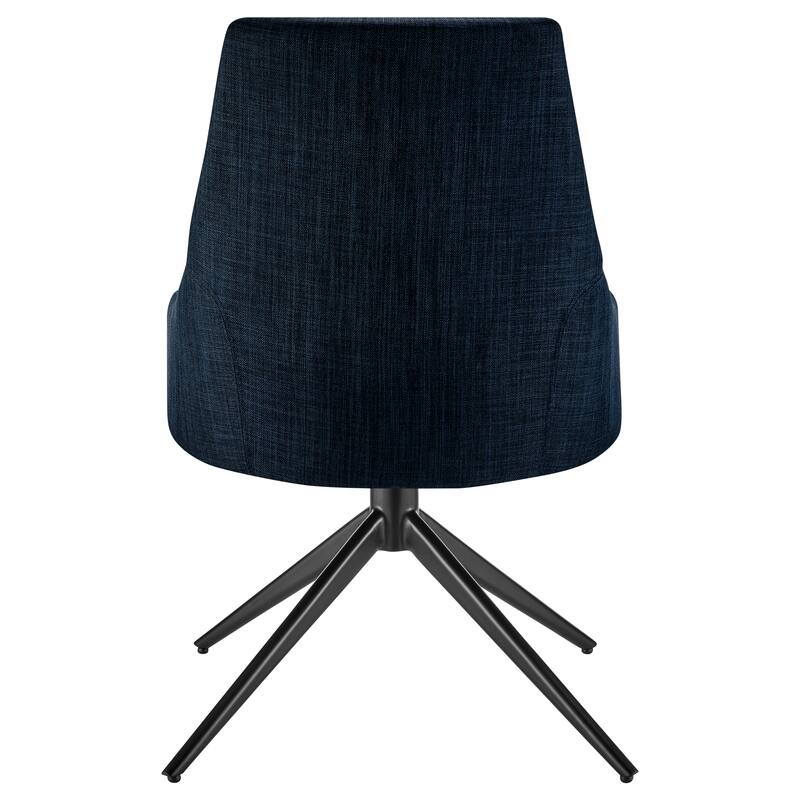 Signa Swivel Side Chair in Blue Fabric with Black Steel Base - Set of 1