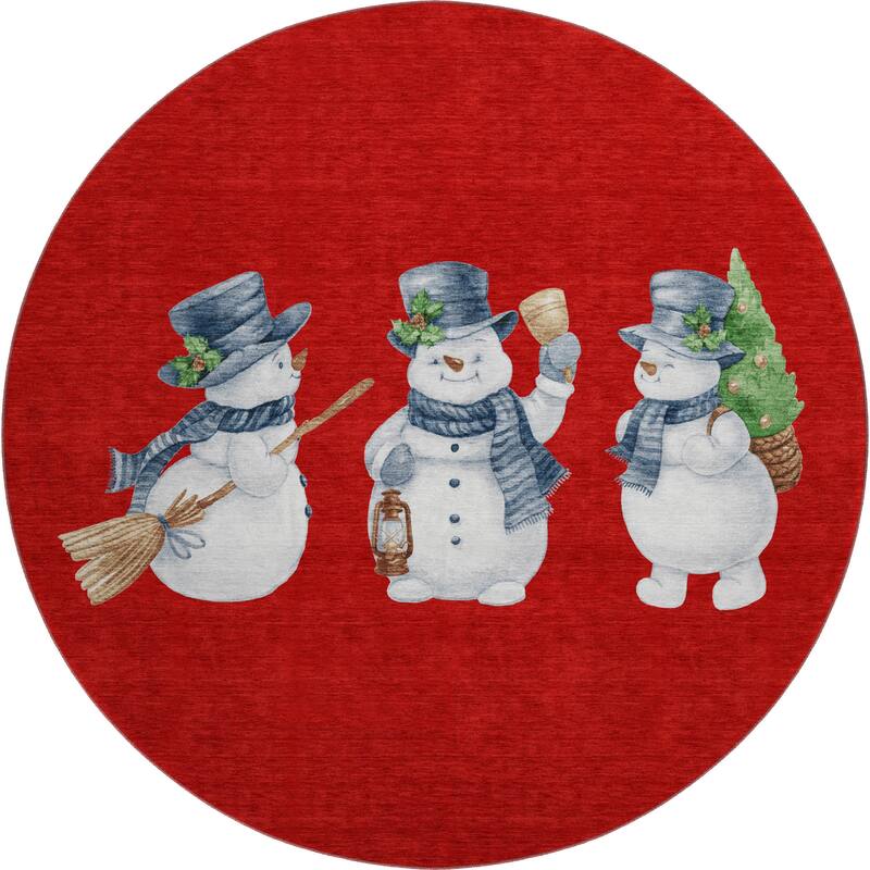 Premium Washable Super Soft Winter Holiday Snowman Mayfield Rug
