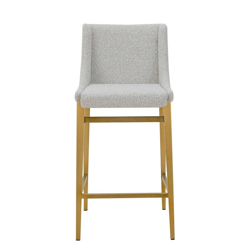 Modrest Mimi Modern Light Grey Fabric + Antique Brass Counter Stool (Set of 2)