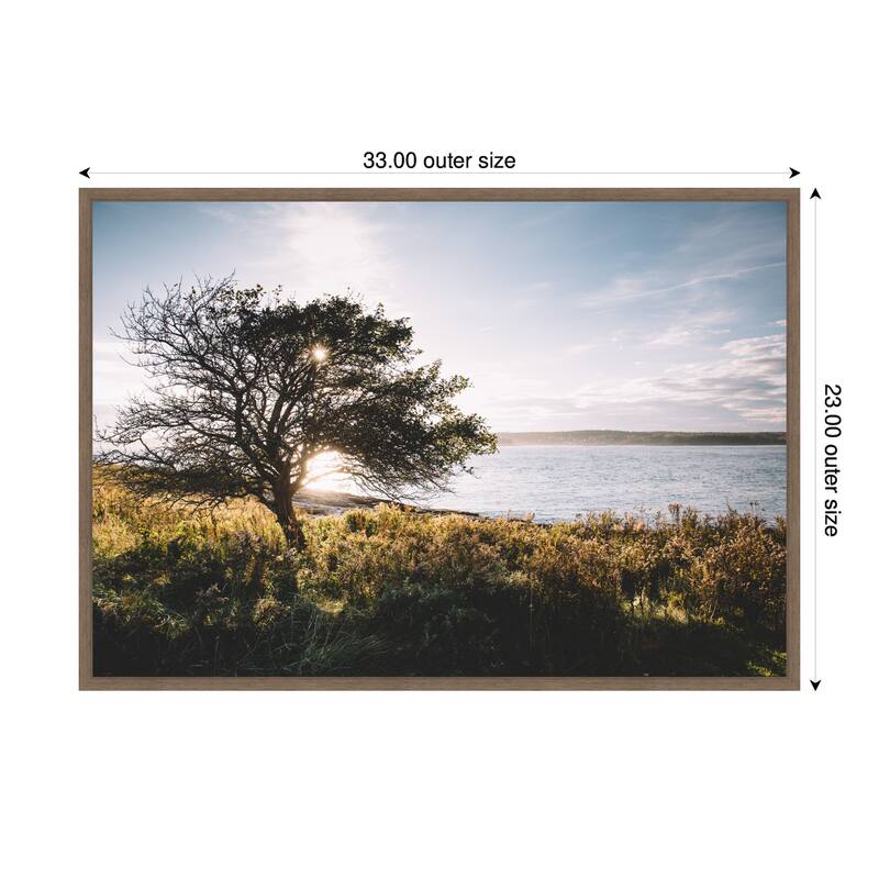 Kate and Laurel Sylvie Coastal Serene Sunset Tree Landscape Framed Canvas by Patricia Hasz of Patricia Rae Photography