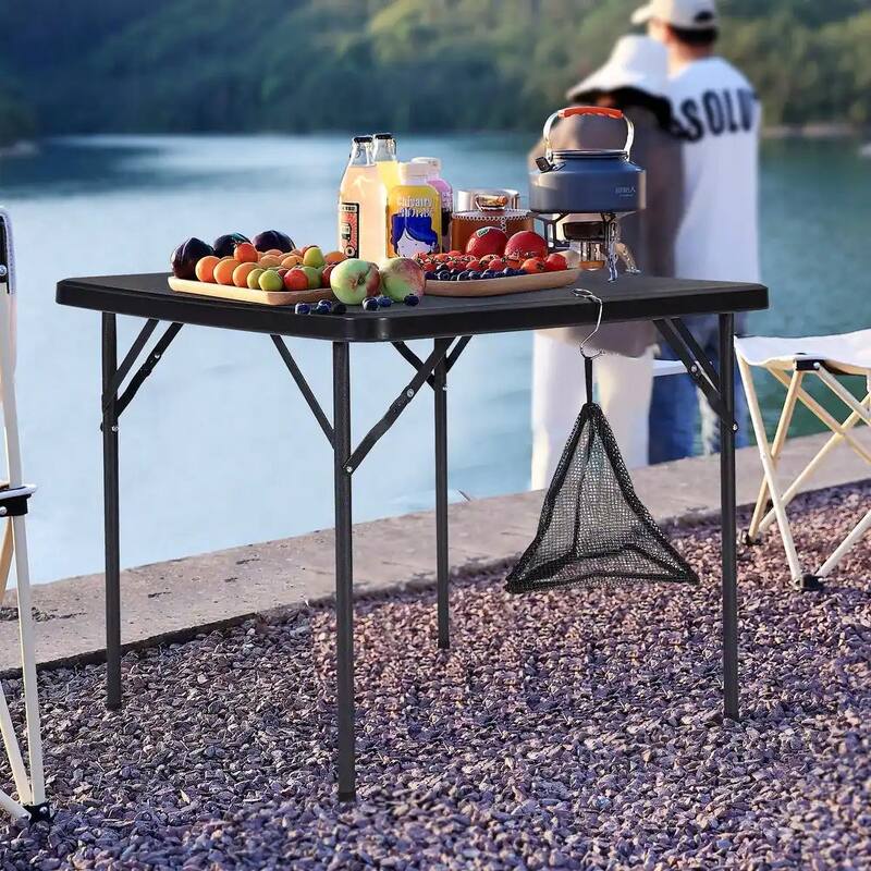 34" Folding Square Table Portable Plastic Dining Card Table for Kitchen or Outdoor Party Wedding Event