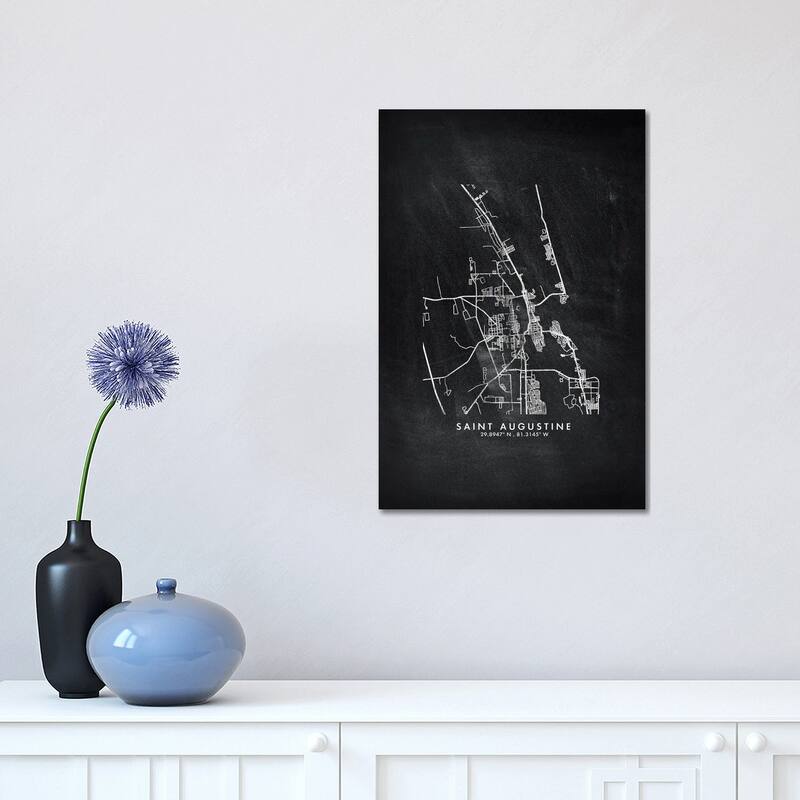 iCanvas "Saint Augustine City Map Chalkboard Style" by WallDecorAddict Canvas Print - 18x12x1.5