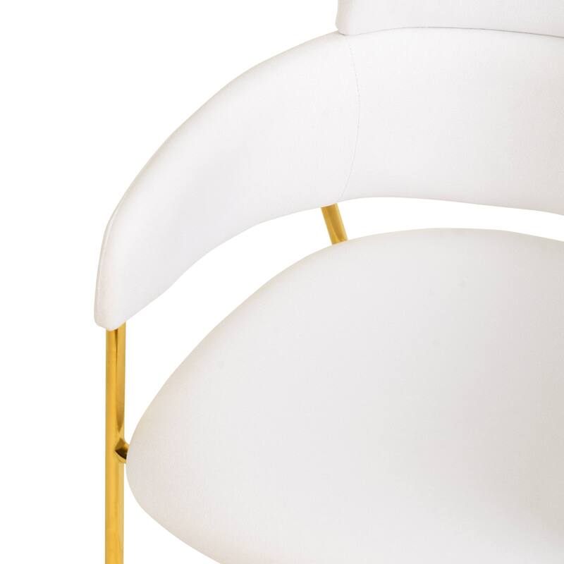 LeisureMod Axis Mid-Century Modern Upholstered Dining Chair with Curved Open-Back Design and Gold Steel Legs for Home & Kitchen