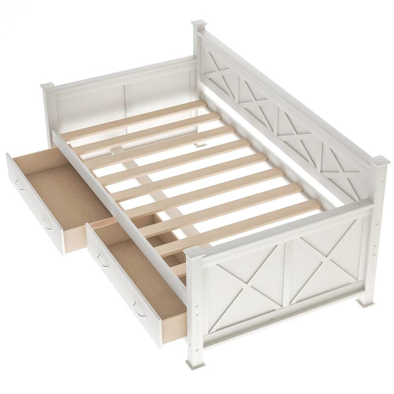 Merax X-shaped Decoration Twin Daybed with 2 Large Drawers