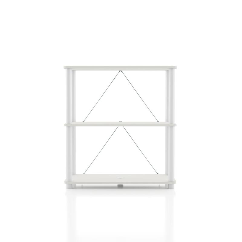 DH BASIC Modern Wood Shelving Unit with storage - Tier Shelves, Cube Ladder Shelf by Denhour