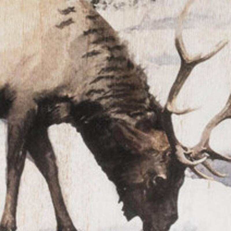 HomeRoots 14" X 19" Brown And White Wood Winter Reindeer Lodge Hanging Wall Decor