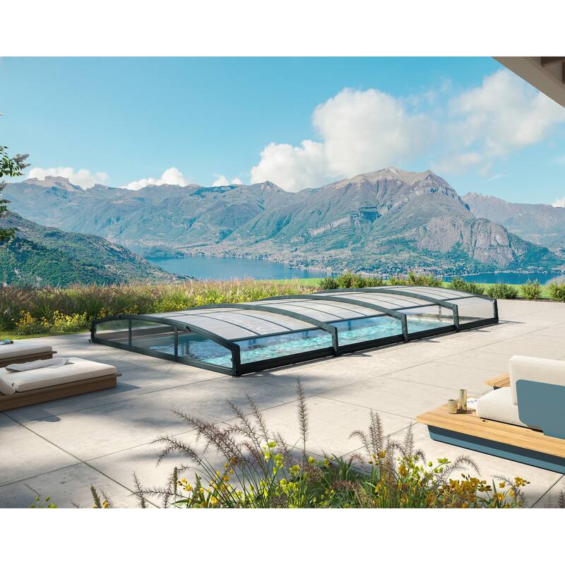 Majorca 15 ft. Retractable Aluminum in Ground Rectangular Safety Swimming Pool Cover Kit, fits 13ft Pool