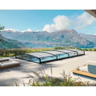 Majorca 15 ft. Retractable Aluminum in Ground Rectangular Safety Swimming Pool Cover Kit, fits 13ft Pool