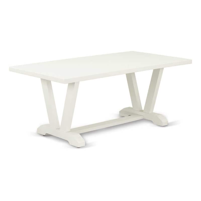 Modern Rectangular Dining Table - Linen White Tabletop & Base - Kitchen Table for Family Gatherings - 72