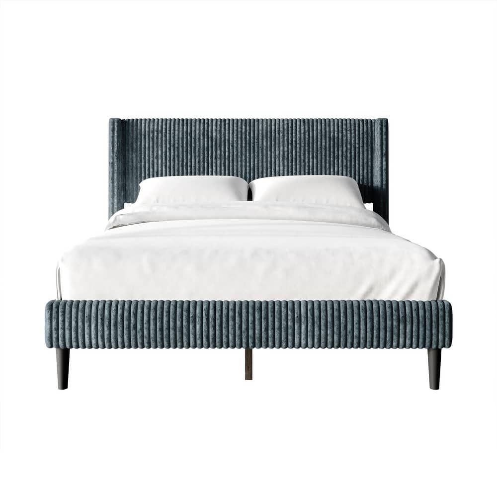 CraftPorch Modern Wingback Upholstered Velvet Bed