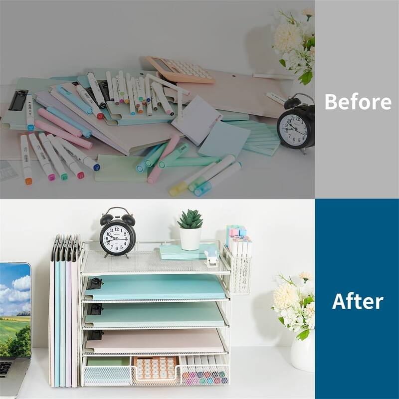 5 Tier Desk Accessories & Workspace Desk - 16.15"D x 9.45"W x 11.25"H
