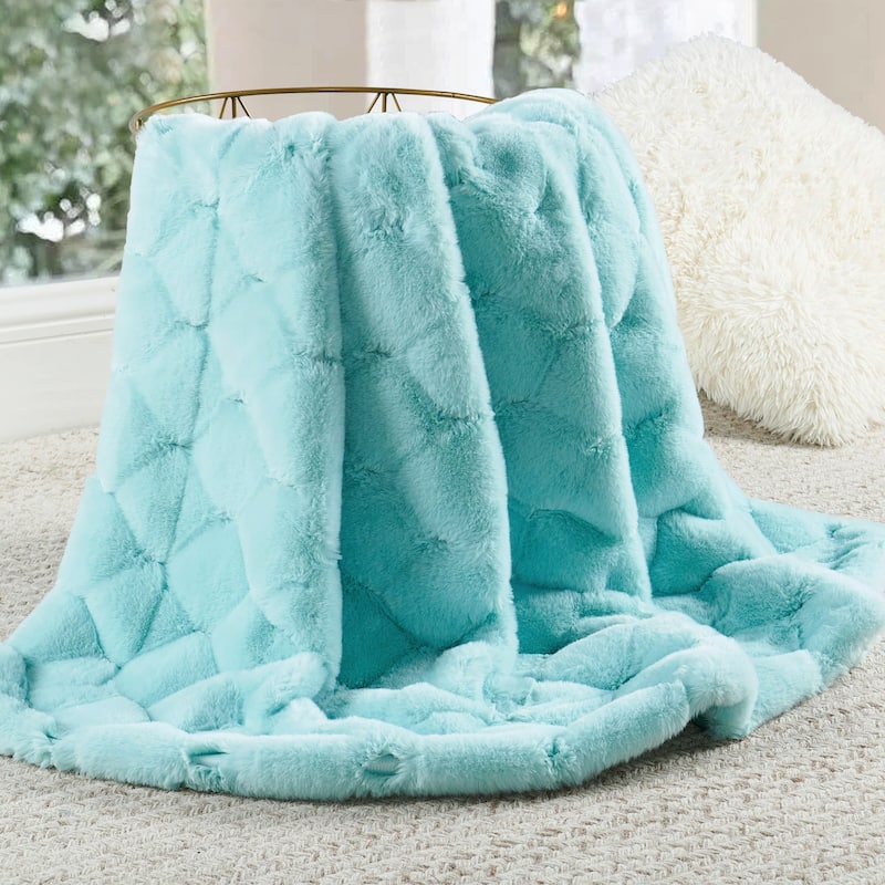 Christmas jacquard imitativerabbit fauxfur throw 50"x60"