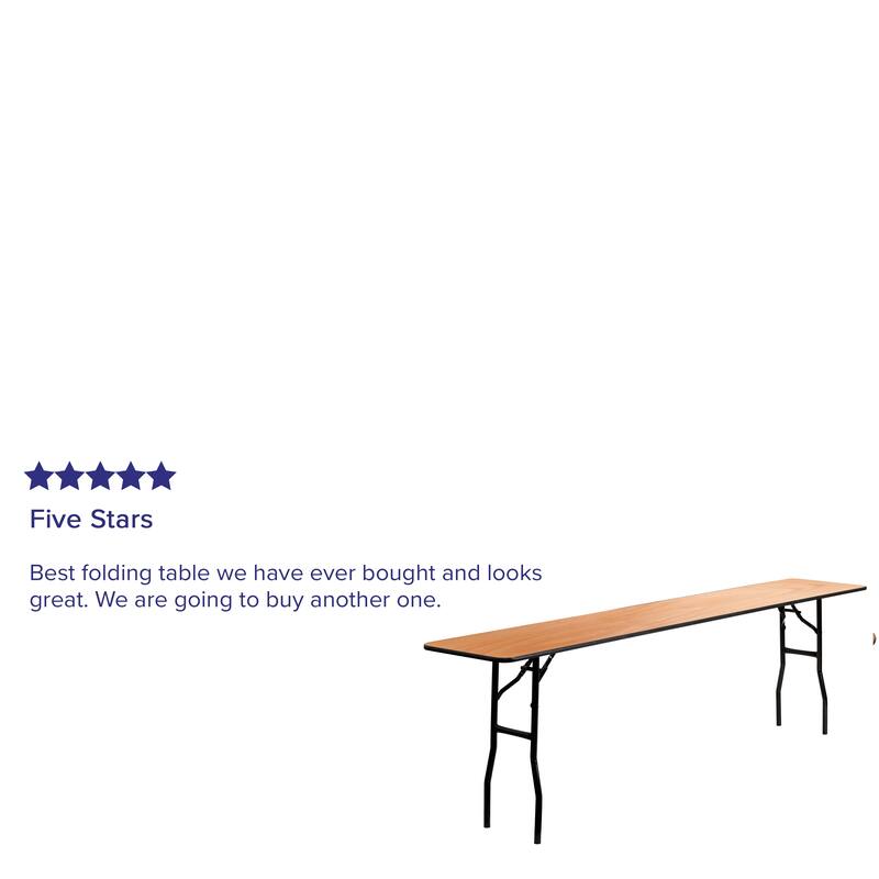 Natural Wood Folding Table - 18"W x 96"D x 30.25"H - 18"W x 96"D x 30.25"H